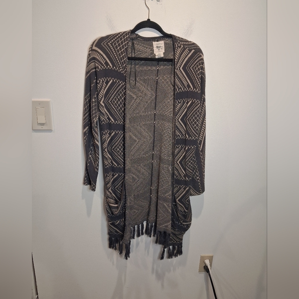 Billabong Size S Grey/cream Boho Duster Cardigan Pockets